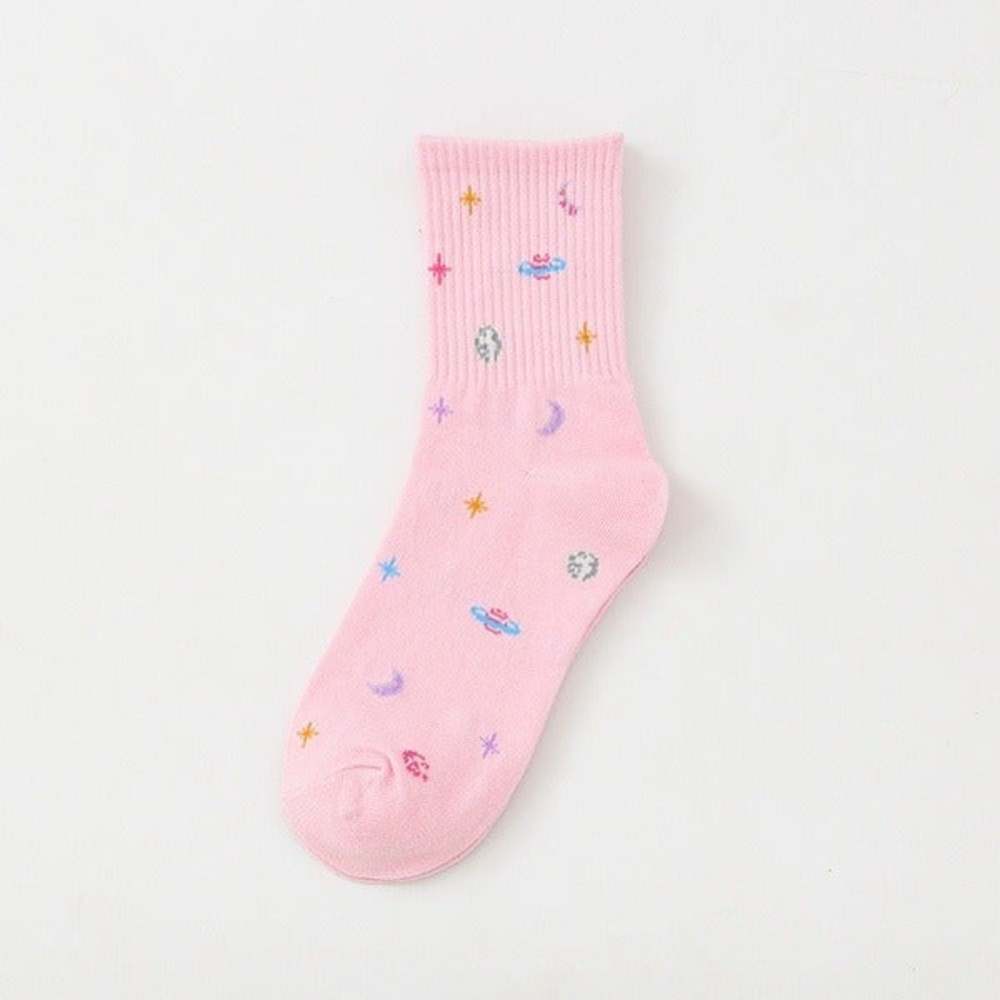 Planets and Moon Tube Socks In Pink